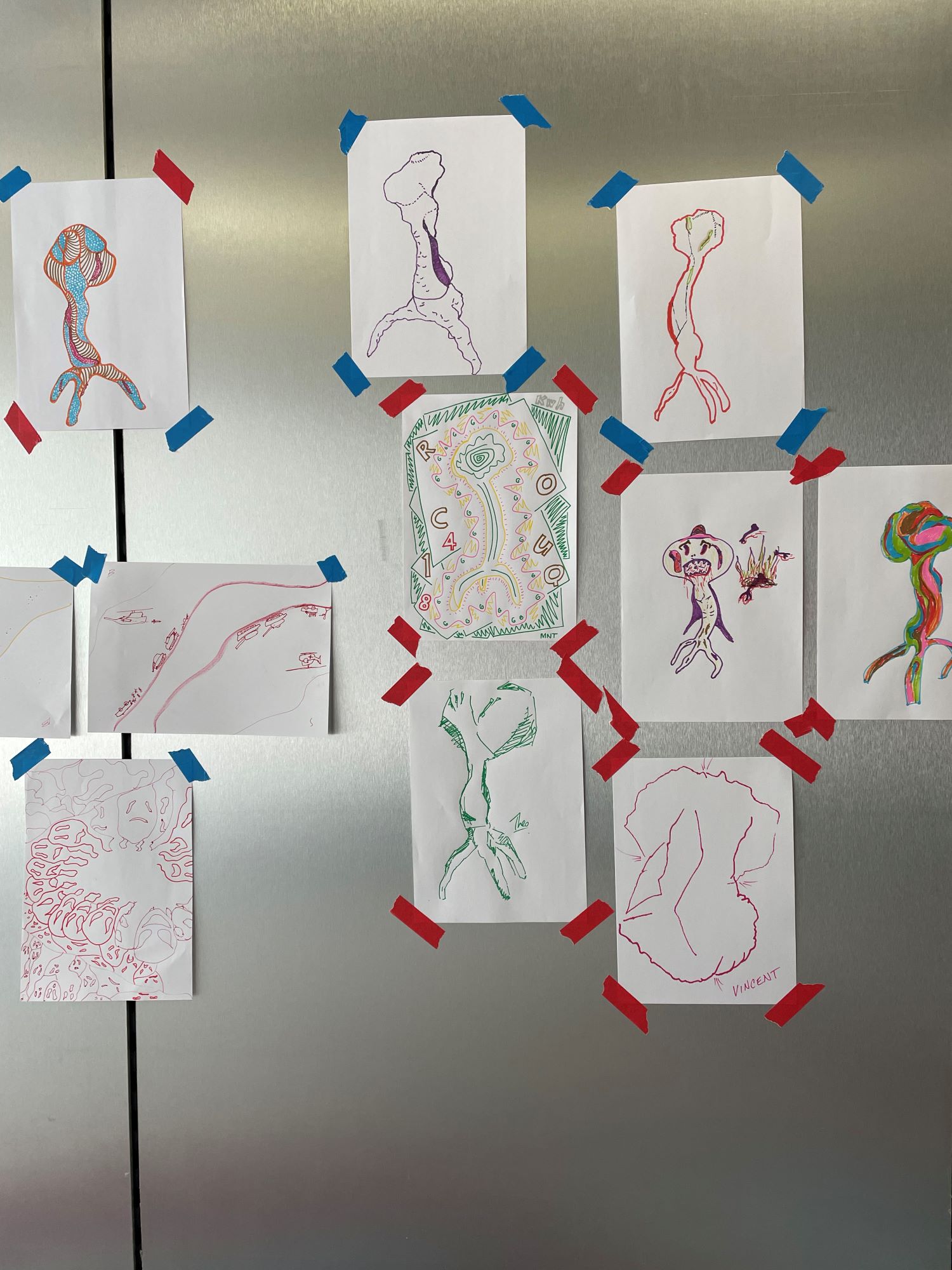 Drawings made in the space by visitors and myself